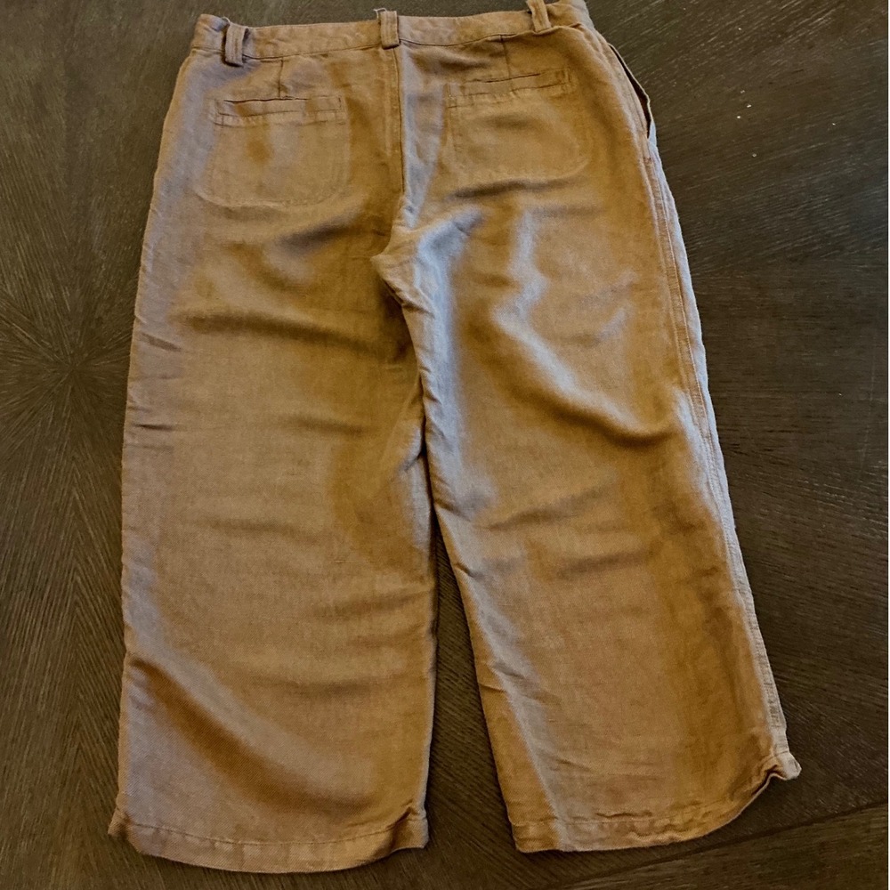 Coldwater Creek Natural Fit Brown Linen Blend Wide Leg Capri Crop Pants Size 8 - Picture 11 of 11